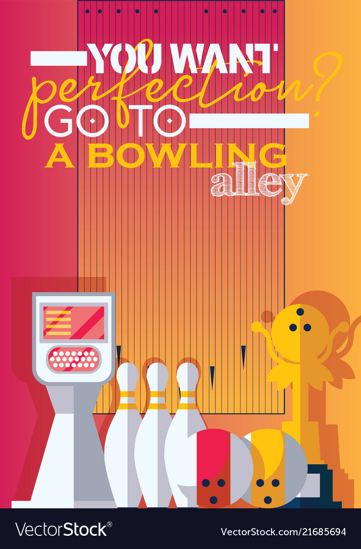 Vertical poster for print bowling center