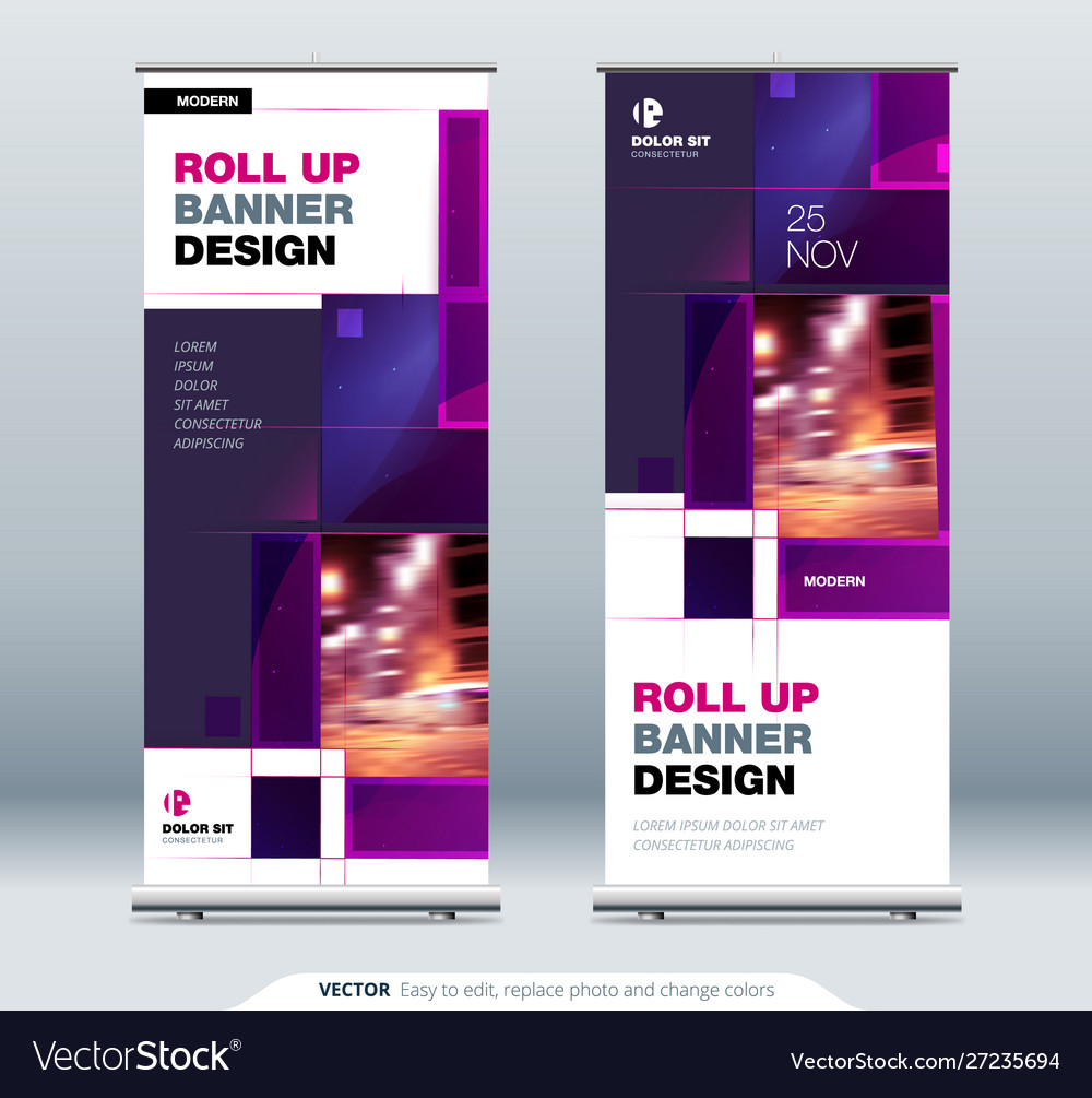 Violet Business Roll Up Banner Abstract Roll Up Vector Image