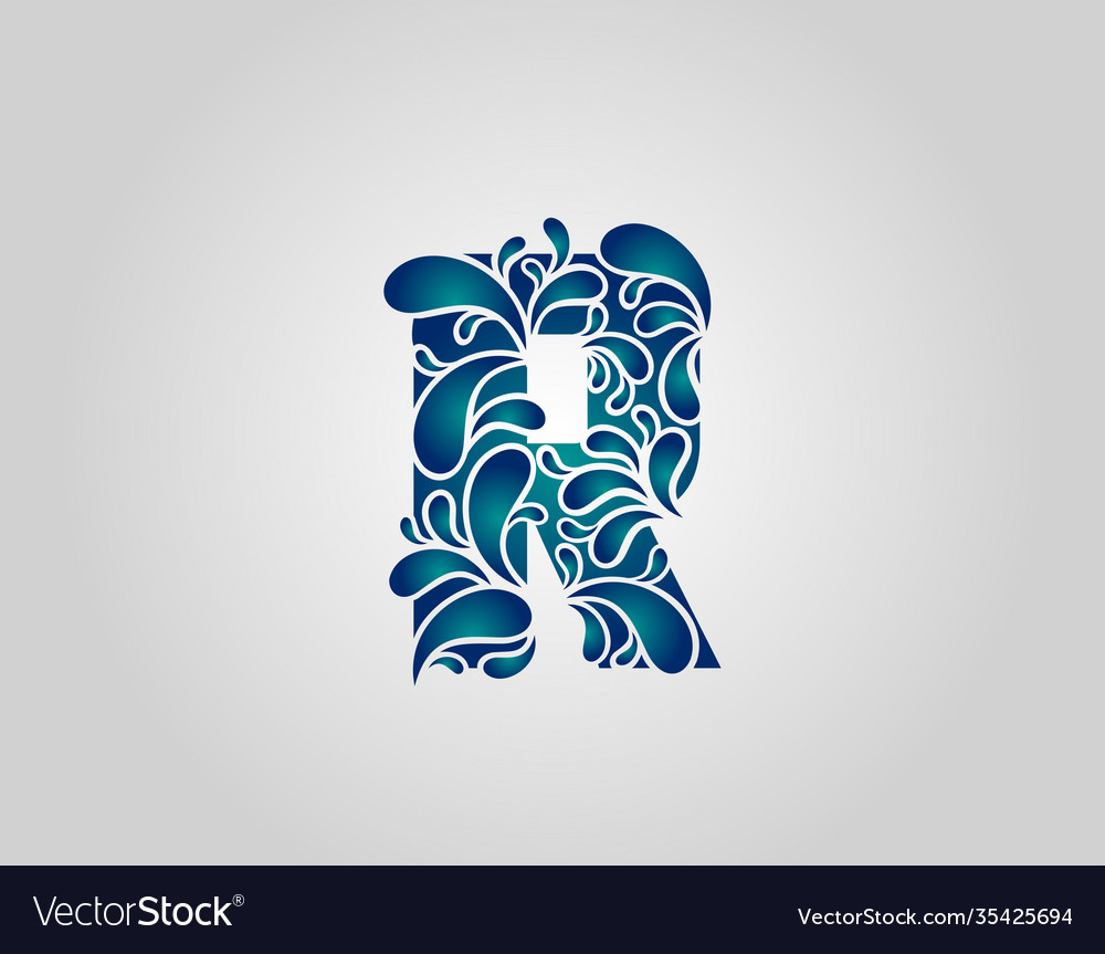 Water splash letter r logo icon droplets