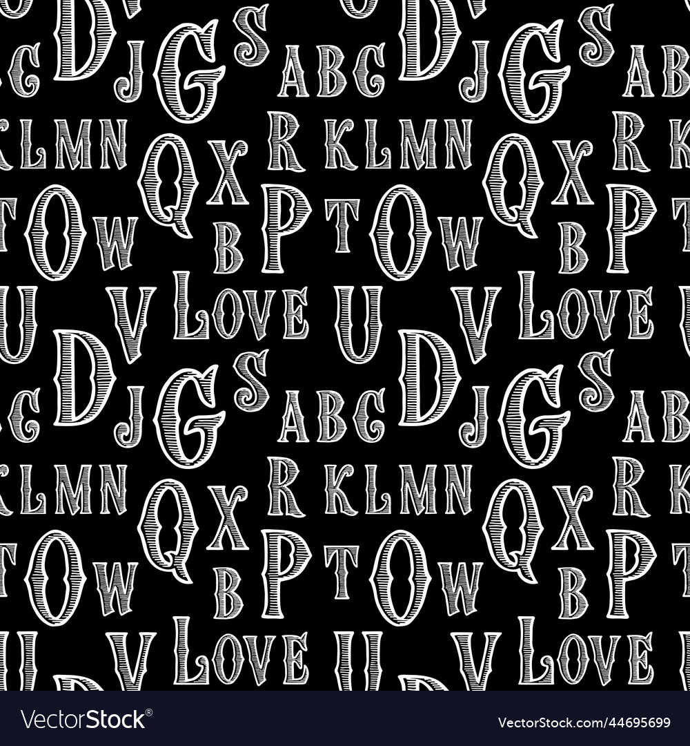 Abstract seamless pattern with letters
