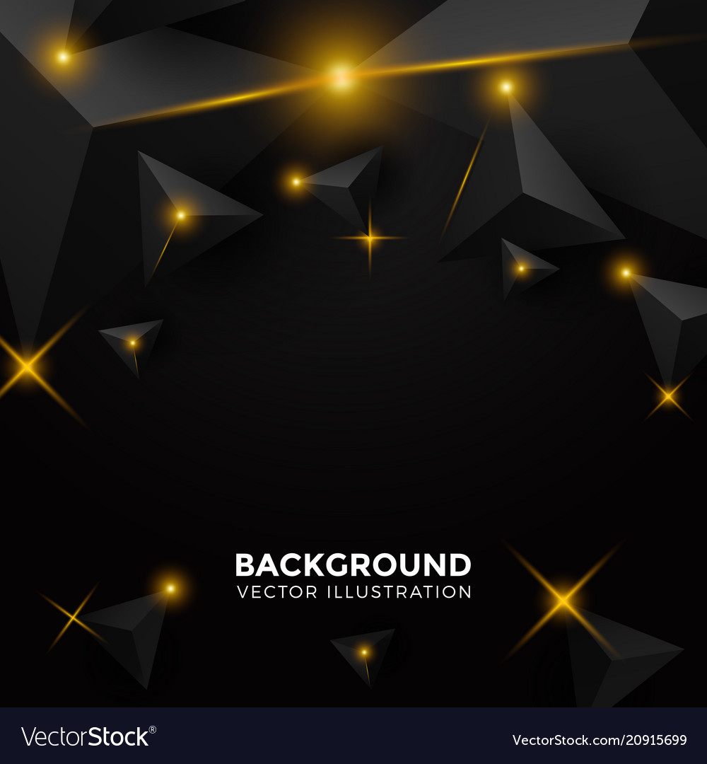 Abstract shiny black triangle background 3d vector image Abstract shiny black triangle background 3d