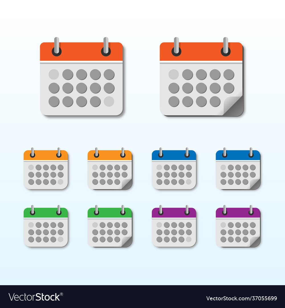 Calendar icon set with different color