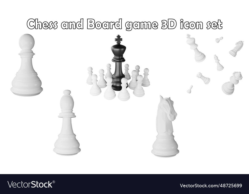 Chess and board game clipart element 3d render vector image Chess and board game clipart element 3d render