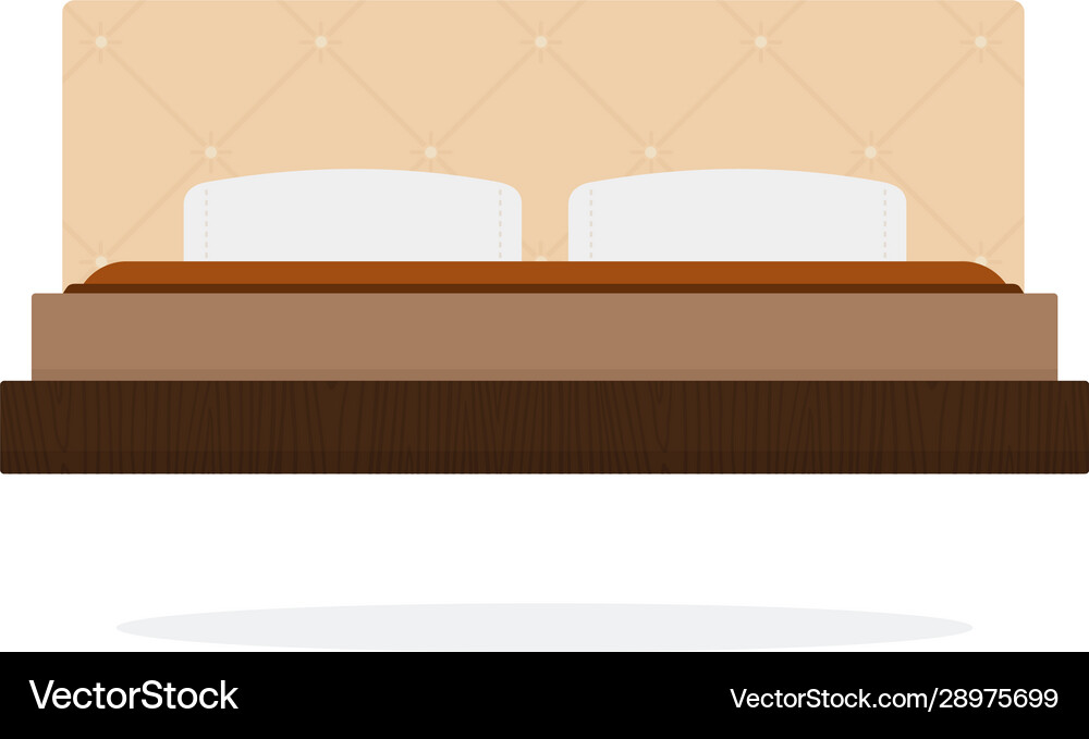 Double bed flat material design isolated object Vector Image