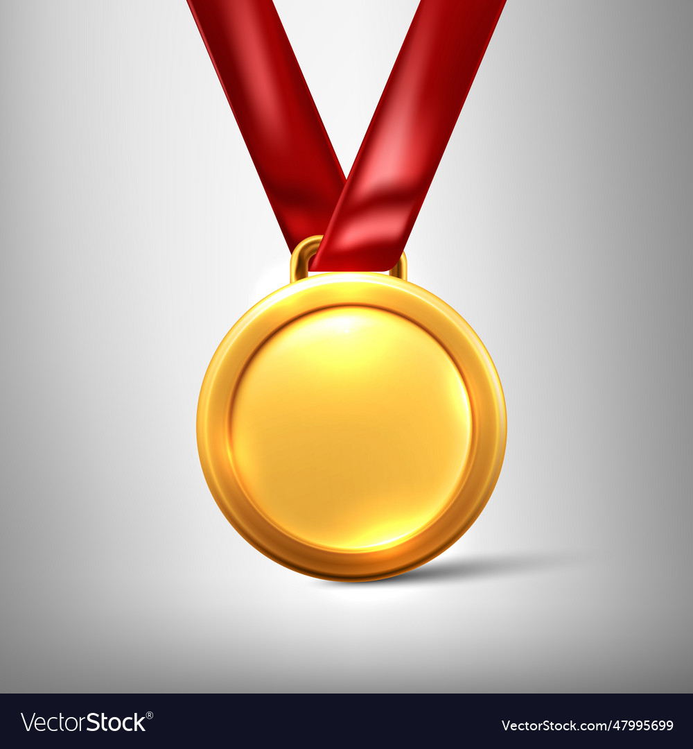 Gold Medal Isolated On A Grey Background Eps 10 Vector Image