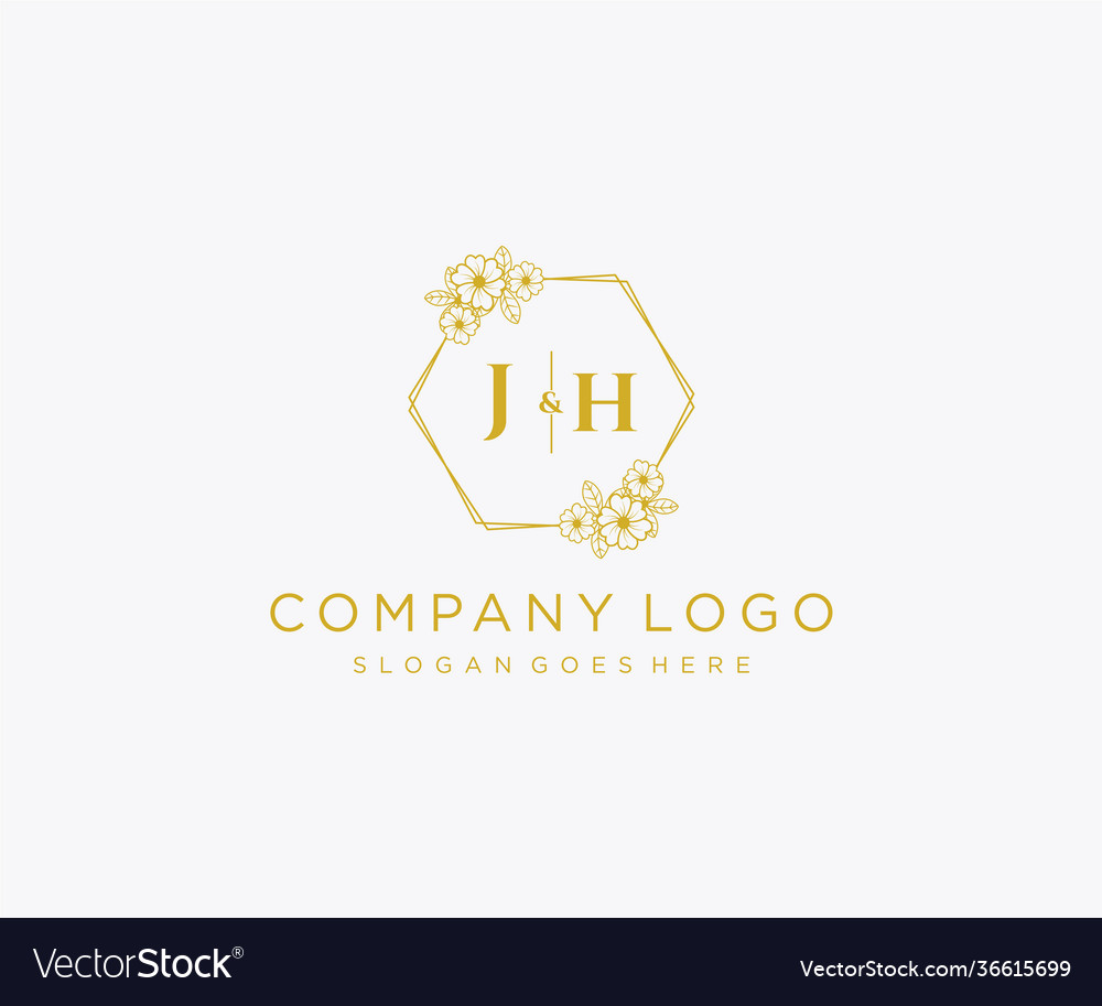 Initial jh letters decorative luxury wedding logo Vector Image