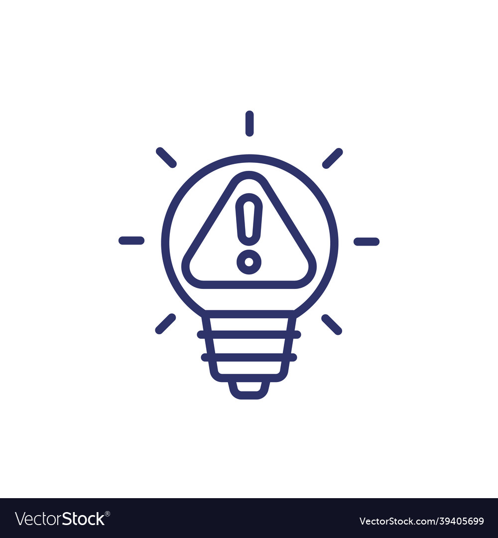 Light bulb and warning line icon