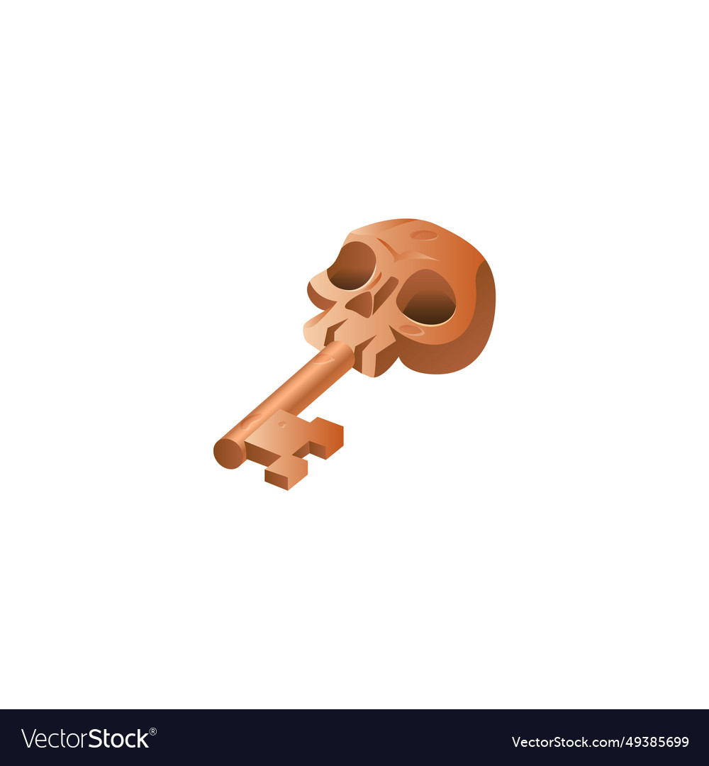 Magic bronze key with a skull game Royalty Free Vector Image