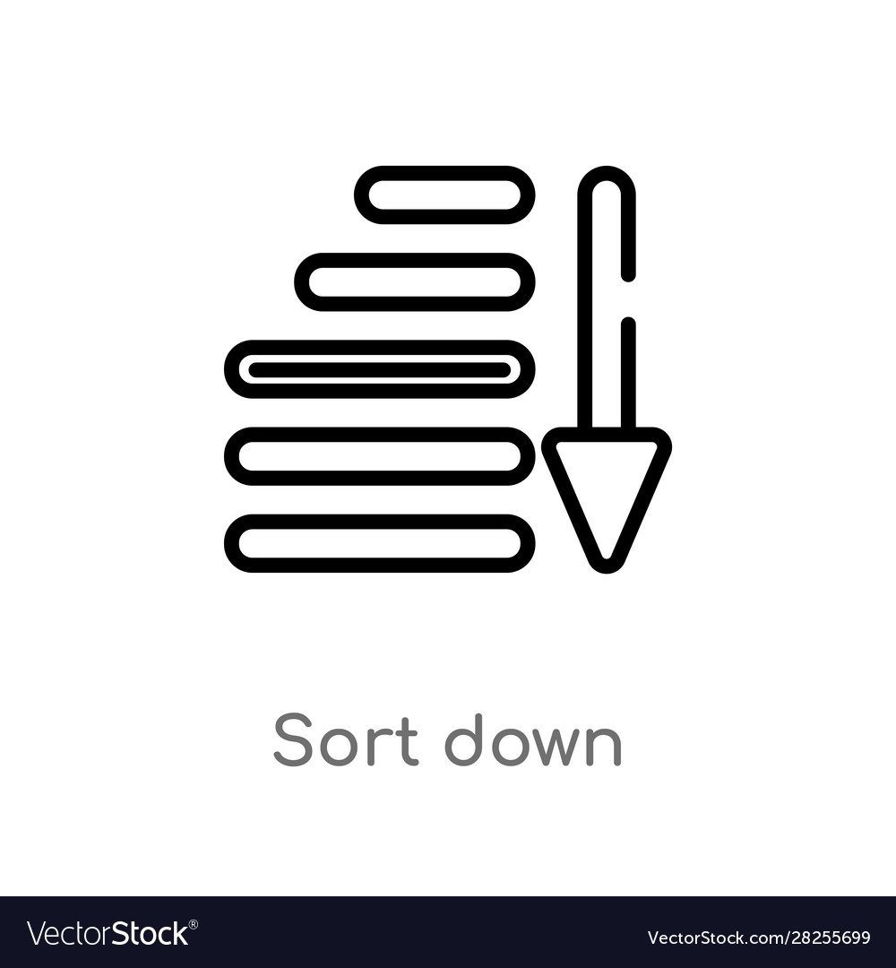 Outline sort down icon isolated black simple line