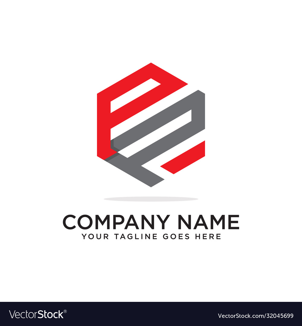 P and hexagonal logo design template initial