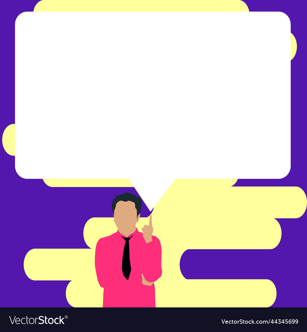 Presenter with conversation bubble showing new vector image Presenter with conversation bubble showing new