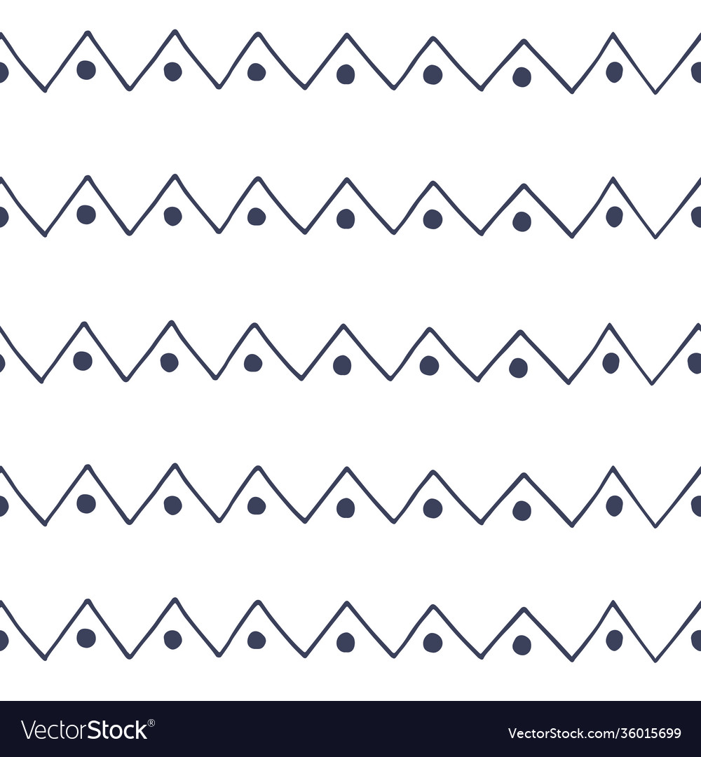 Seamless pattern with zig zag and circles vector image Seamless pattern with zig zag and circles