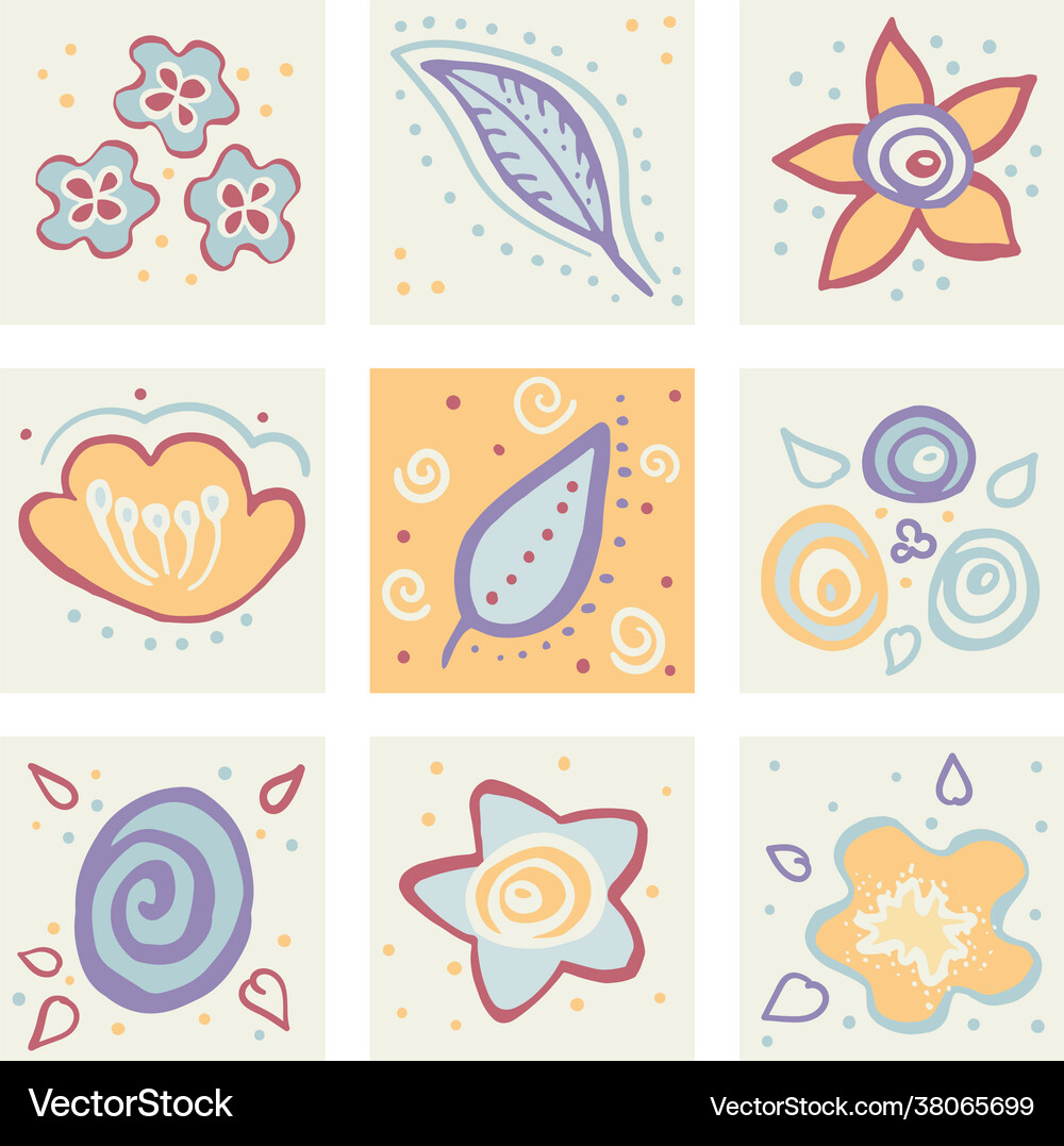 Set floral elements Royalty Free Vector Image - VectorStock