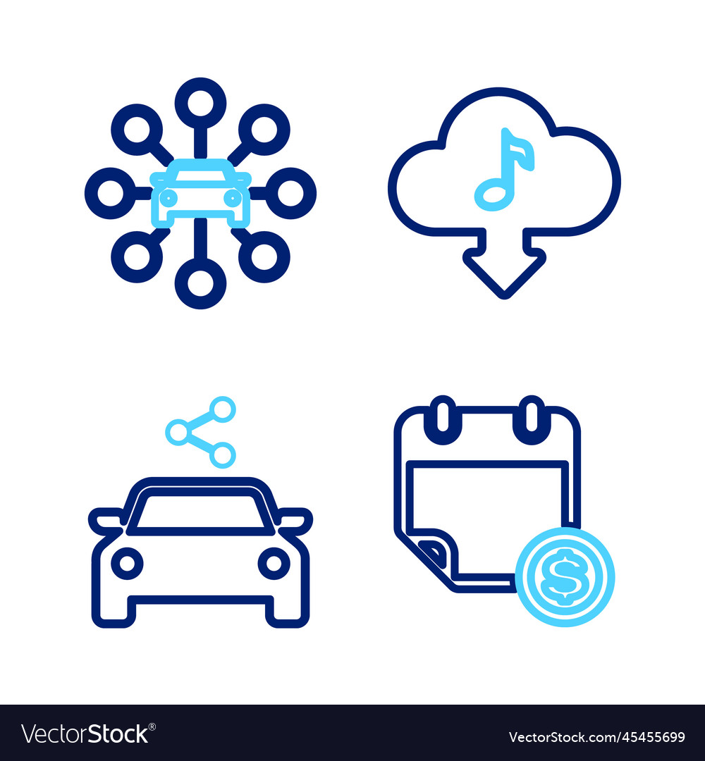 Set line financial calendar car sharing cloud