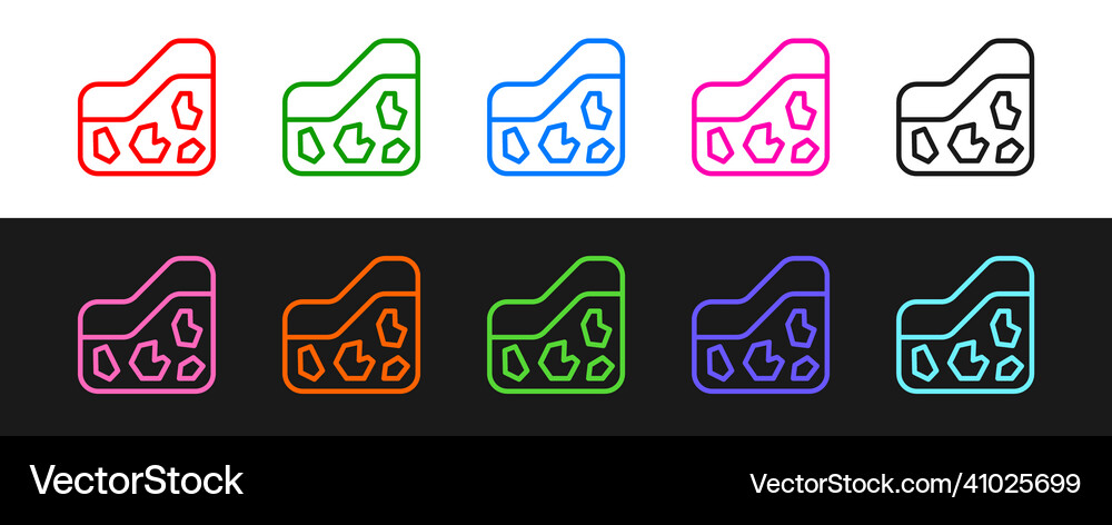 Set line ground icon isolated on black and white Vector Image