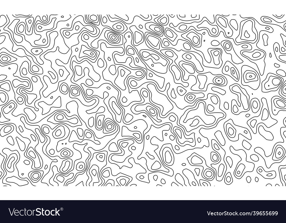 Topographic line map patterns black contour vector image Topographic line map patterns black contour