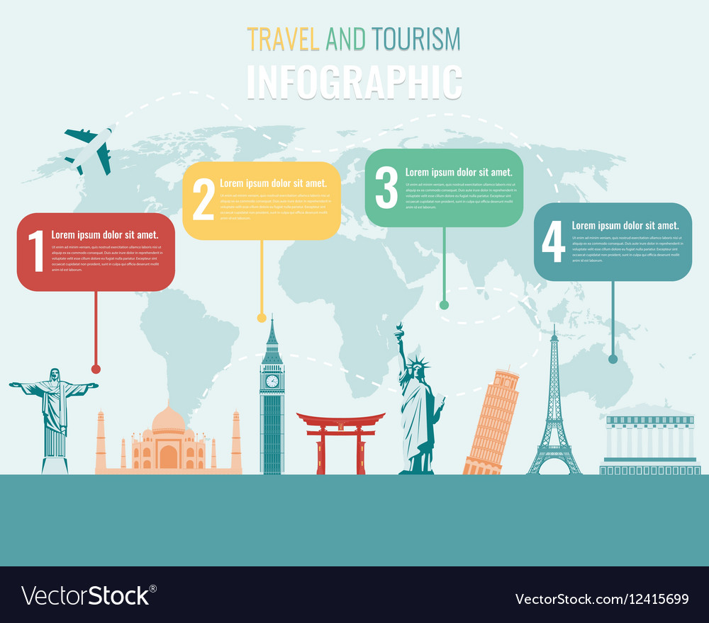 Travel and Tourism Infographic set with landmarks Vector Image