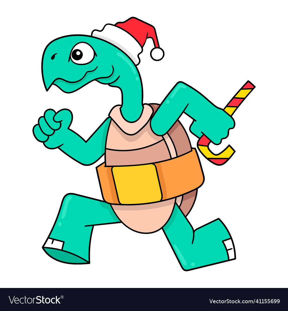 Turtle celebrates new year party with gusto Vector Image