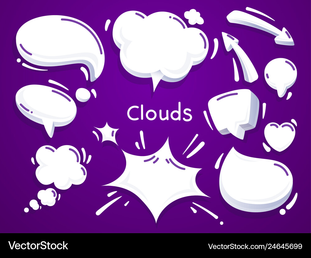White clouds set Royalty Free Vector Image - VectorStock