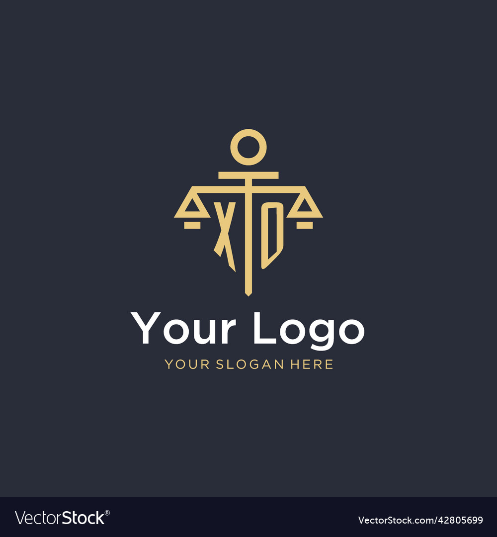 Xo initial monogram logo with scale and pillar