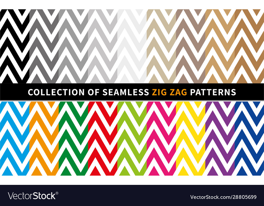 Zig zag seamless patterns set with chevron vector image Zig zag seamless patterns set with chevron