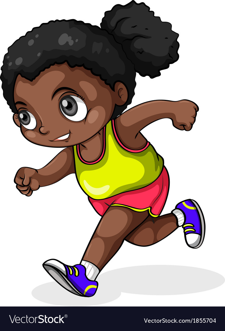 A black girl running Royalty Free Vector Image