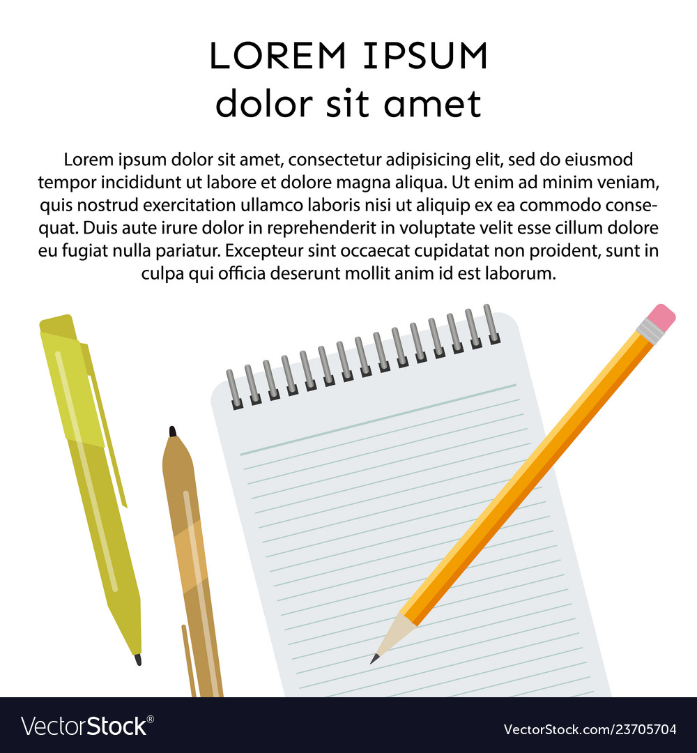 Background with notebook pens pencils Royalty Free Vector