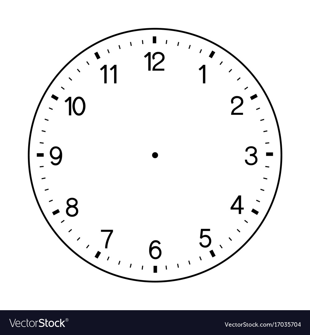 Blank wall clock face on white background Vector Image