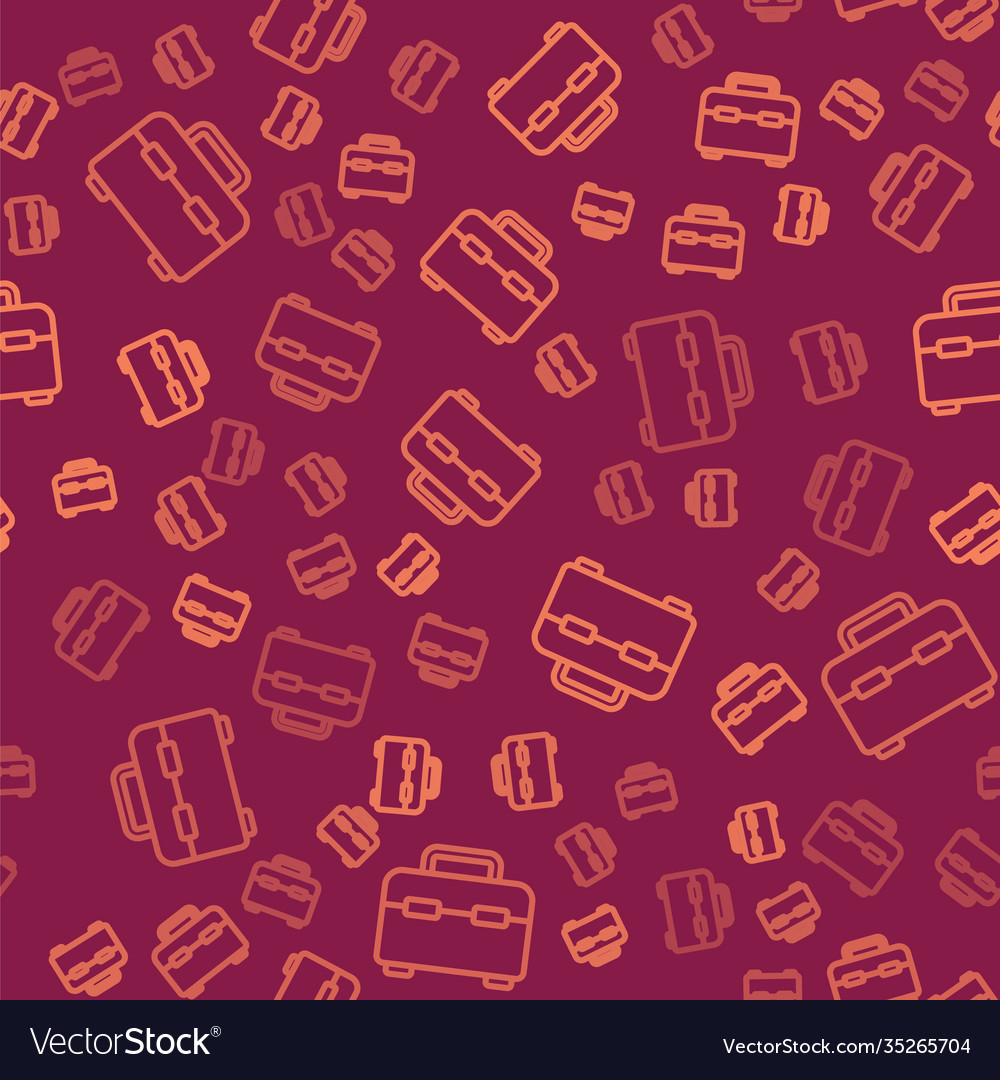 Brown line toolbox icon isolated seamless pattern vector image Brown line toolbox icon isolated seamless pattern