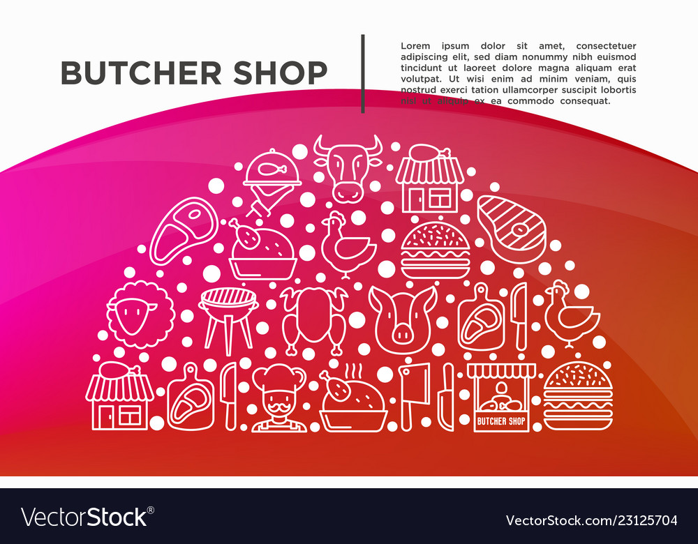 Butcher shop concept in half circle