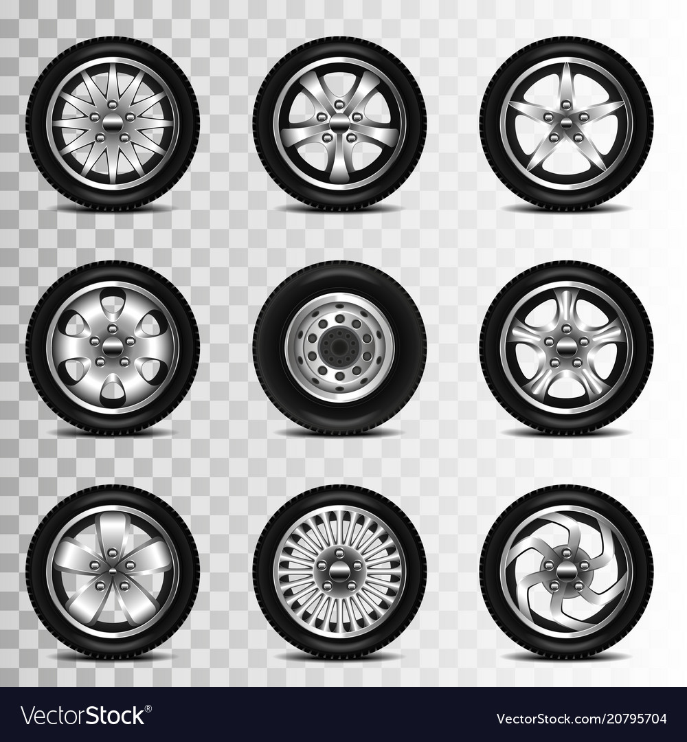 Car wheels icons set Royalty Free Vector Image