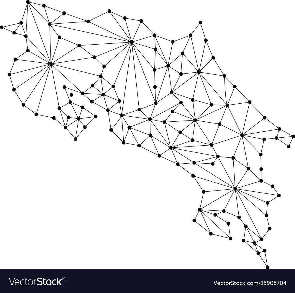 Costa rica map of polygonal mosaic lines network