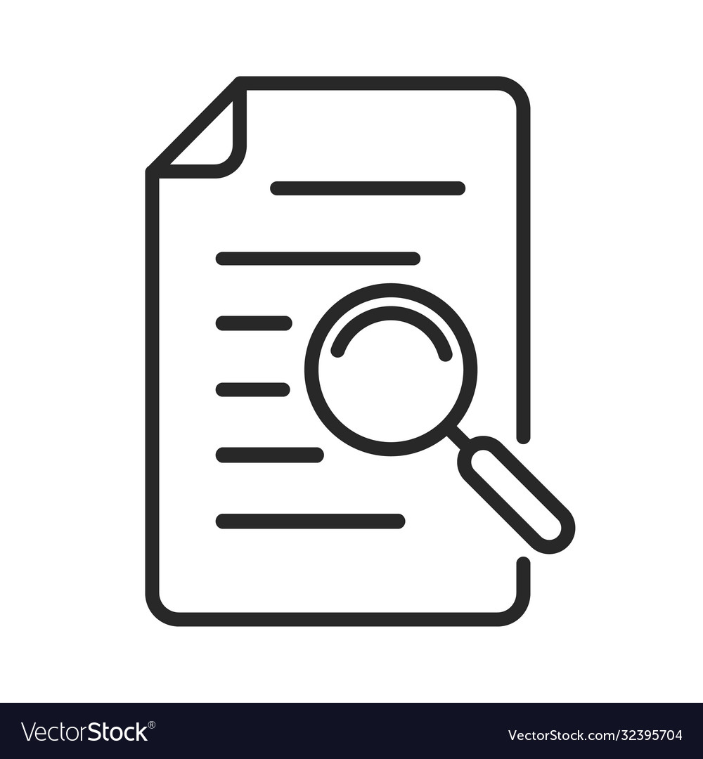 Document icon with magnifying glass file search vector image Document icon with magnifying glass file search