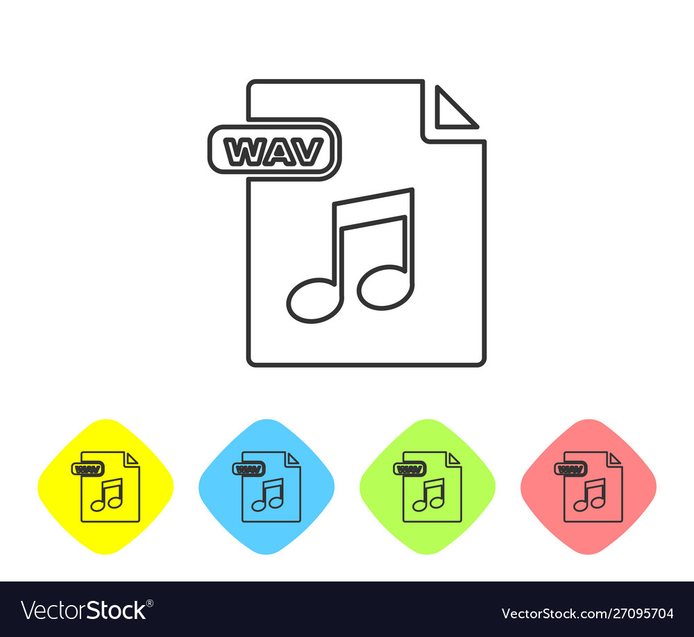 Grey line wav file document download button vector image Grey line wav file document download button