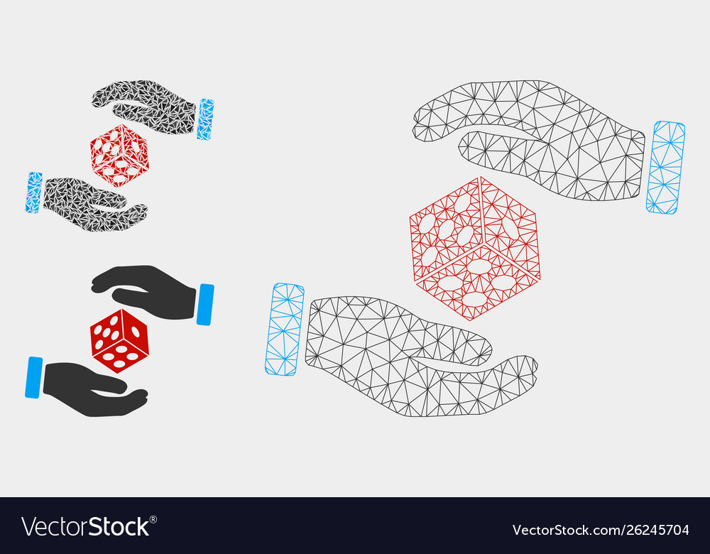 Hands throw dice mesh 2d model and triangle vector image Hands throw dice mesh 2d model and triangle