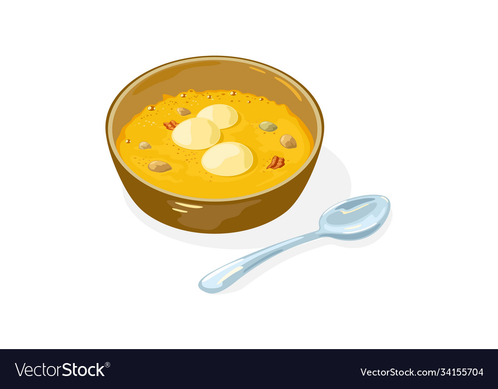 Hobakjuk und Löffel glatt natürlich süß Vector Image Hobakjuk und Löffel glatt natürlich süß
