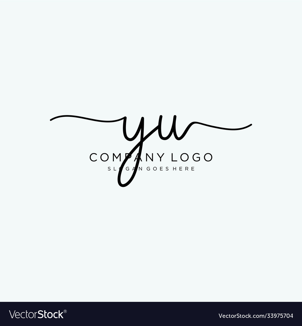 Initial yu handwriting logo with circle template