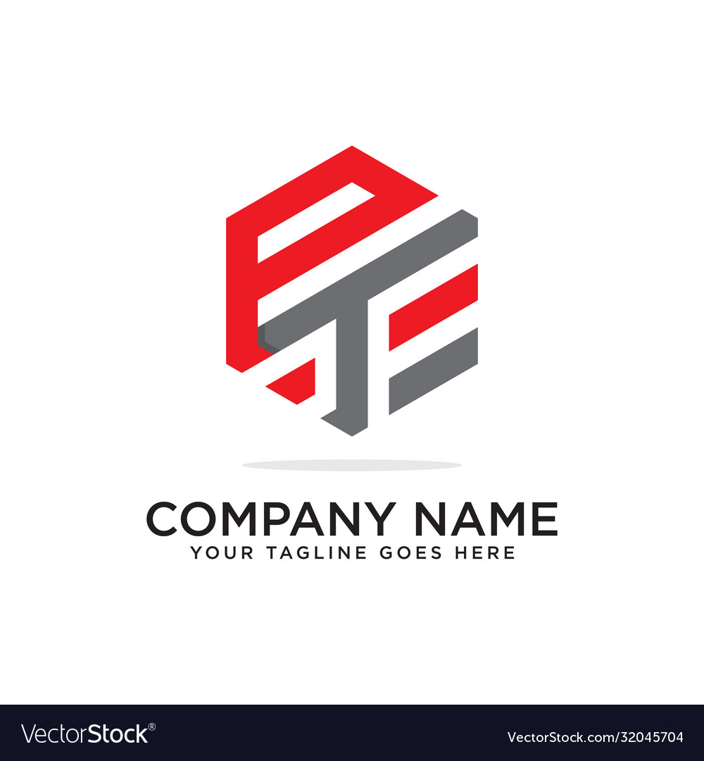 P and t hexagonal logo design template initial