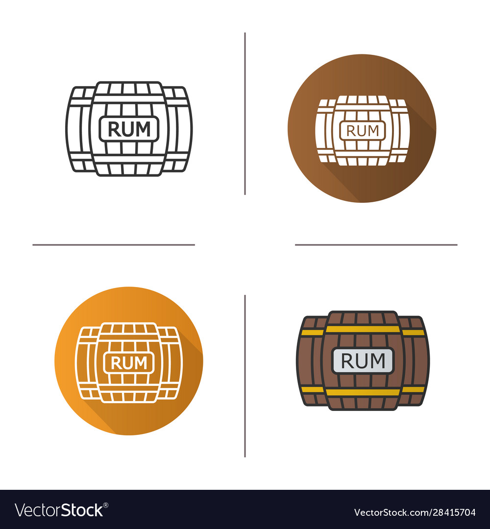 Rum wooden barrels icon