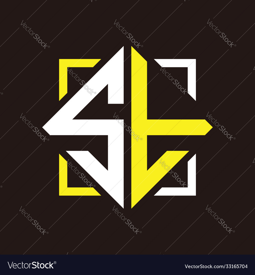 S t initials quadrangle monogram with square