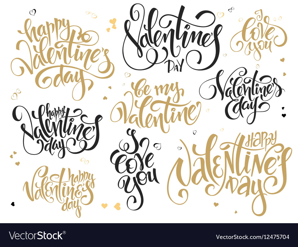 Set of hand lettering valentines day