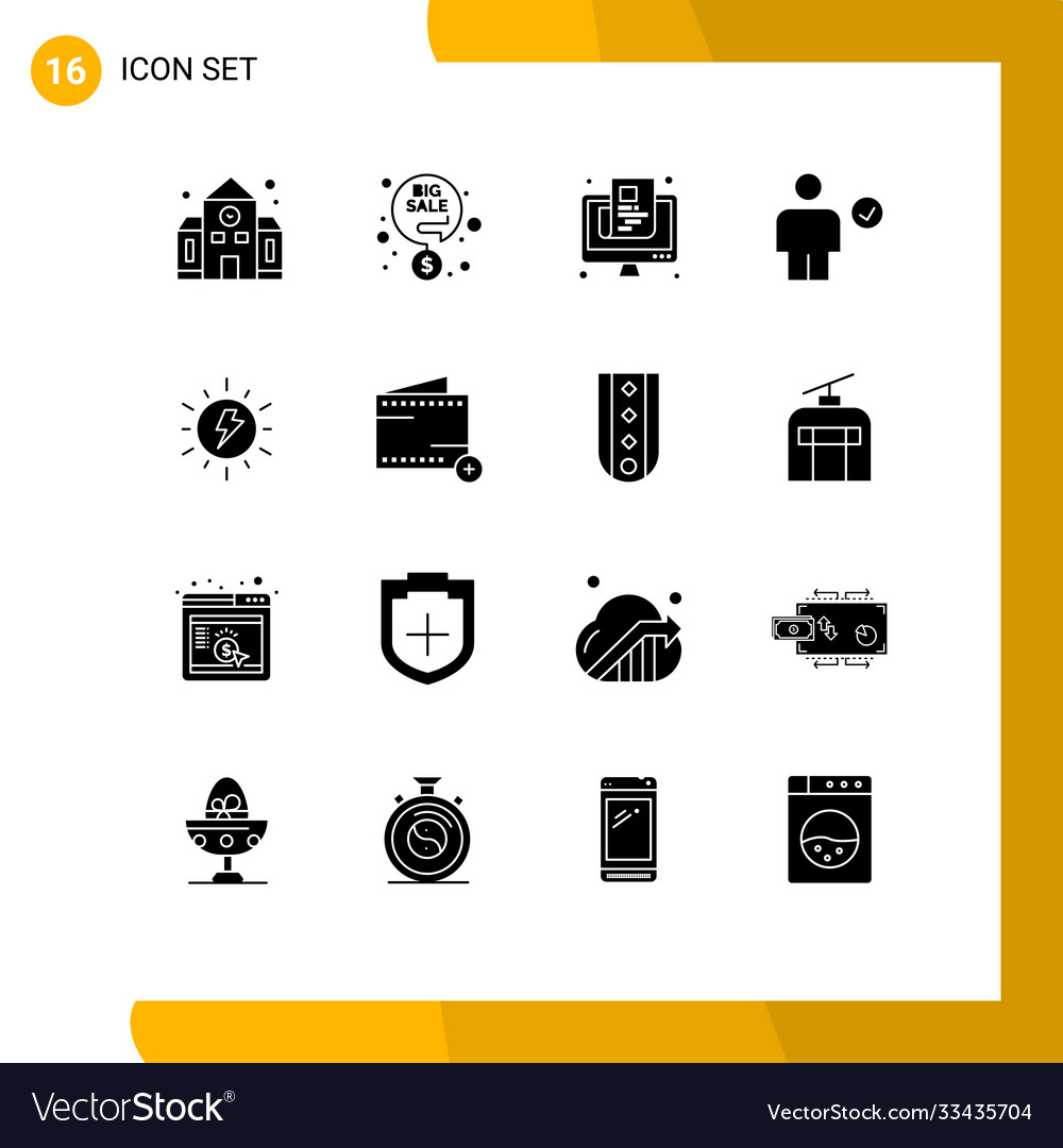 Universal icon symbols group 16 modern solid