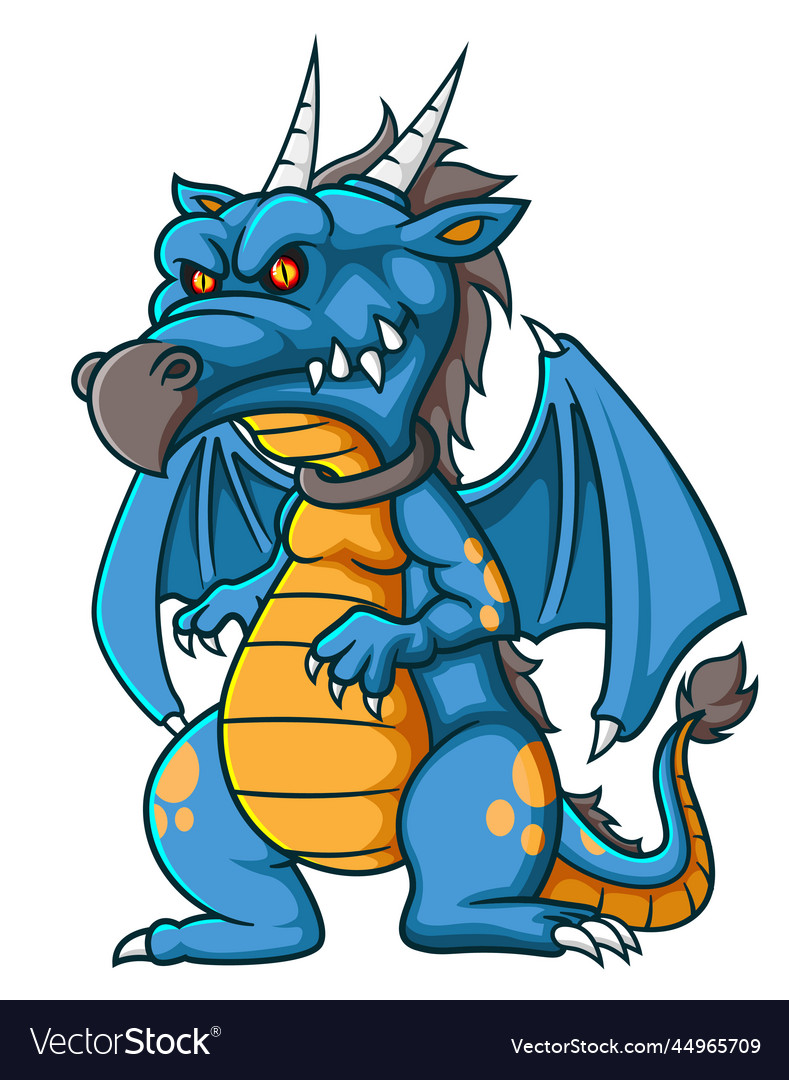 A blue dragon strong character Royalty Free Vector Image