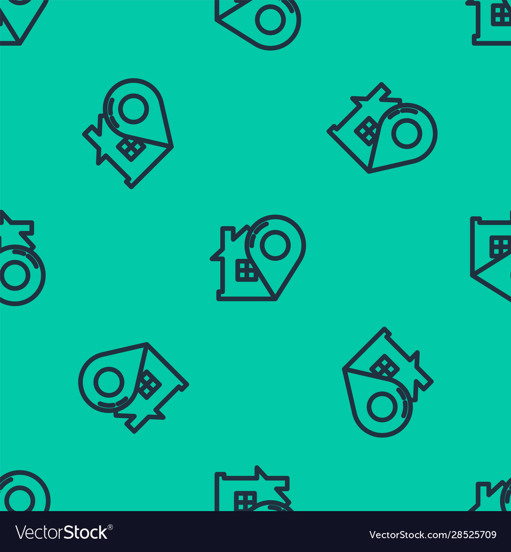Blue line map pointer with house icon isolated Vector Image Blue line map pointer with house icon isolated