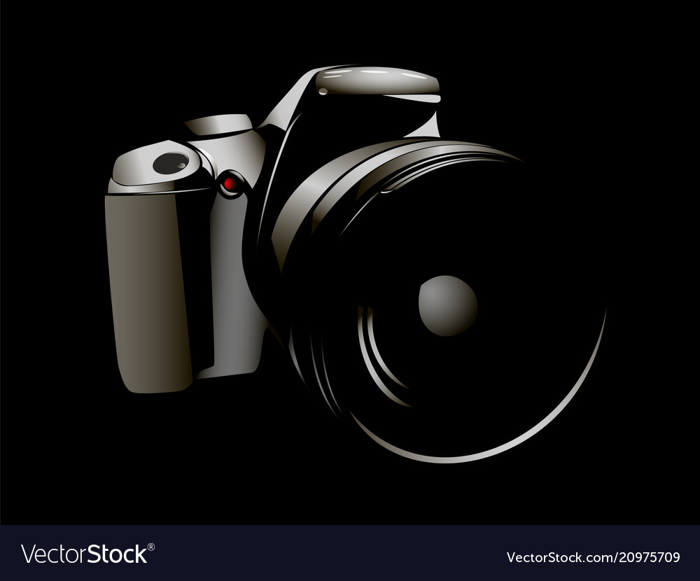 Art logo dslr photo camera Royalty Free Vector Image