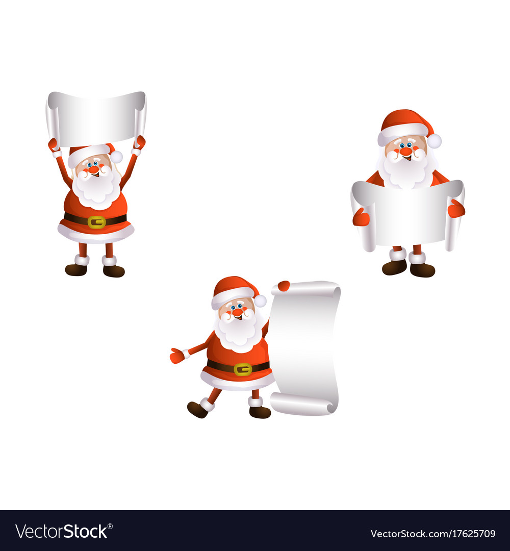 Cartoon santa keeping blank paper in hands