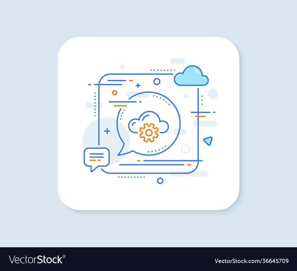 Cloud computing process line icon internet data vector image Cloud computing process line icon internet data