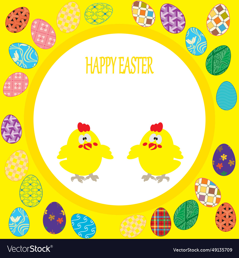 Colorful background with chick and font Royalty Free Vector