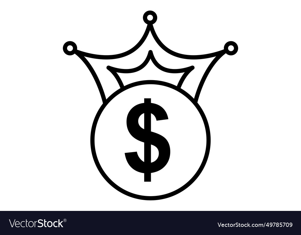 Crown with dollar icon related to financial Vector Image