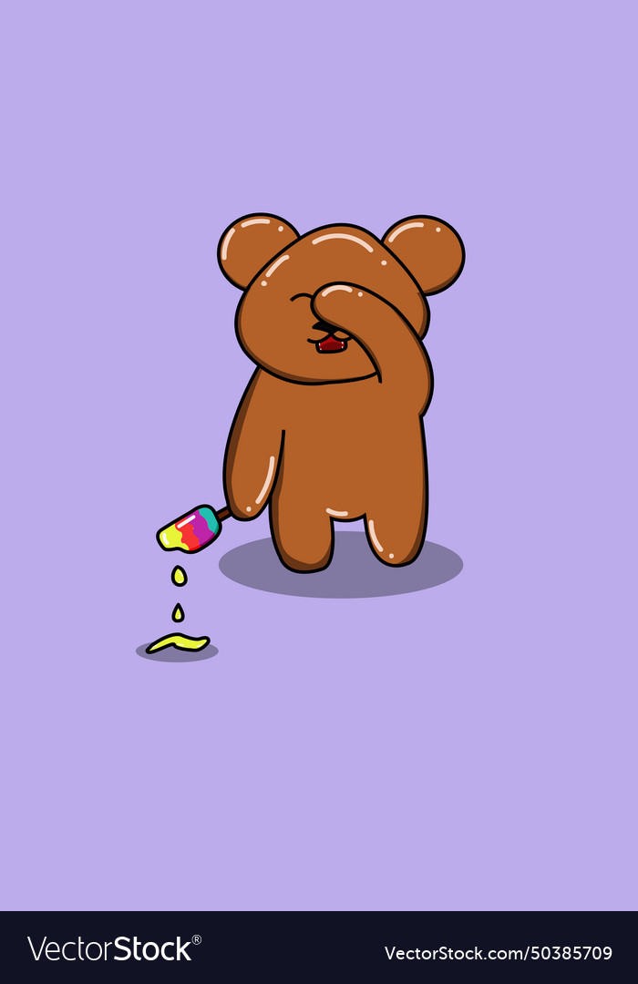 Cute bear with ice cream cartoon